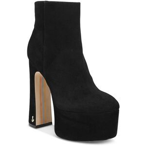 NWT SAM EDELMAN Womens Black Eli Round Toe Block Heel Leather Booties 7.5 M